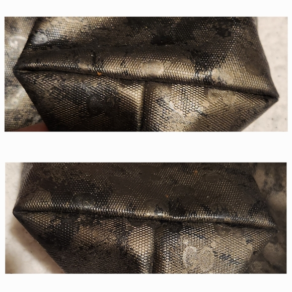 GUCCI Imprime GG Costed Metallic Olive Canvas XL Zip Tote - Picture 7 of 16